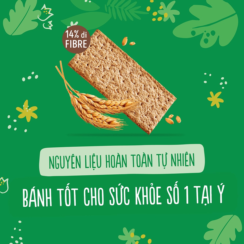 Bánh quy lúa mì giòn Misura Ý 385g dùng bột lúa mì nguyên cám và dầu hướng dương, giàu chất xơ