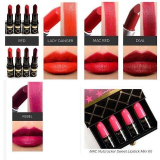 [Tách set] Son MAC mini Nutcracker sweet RED lipstick kit