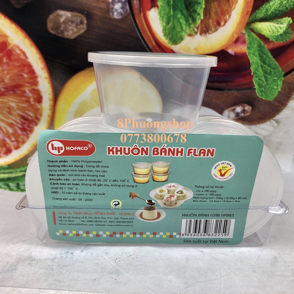 KHUÔN BÁNH FLAN TRUYỀN THỐNG, PUDDING, THẠCH RAU CÂU HPB83 - KHUÔN CÓ NẮP ĐẬY 20 CÁI/ LỐC