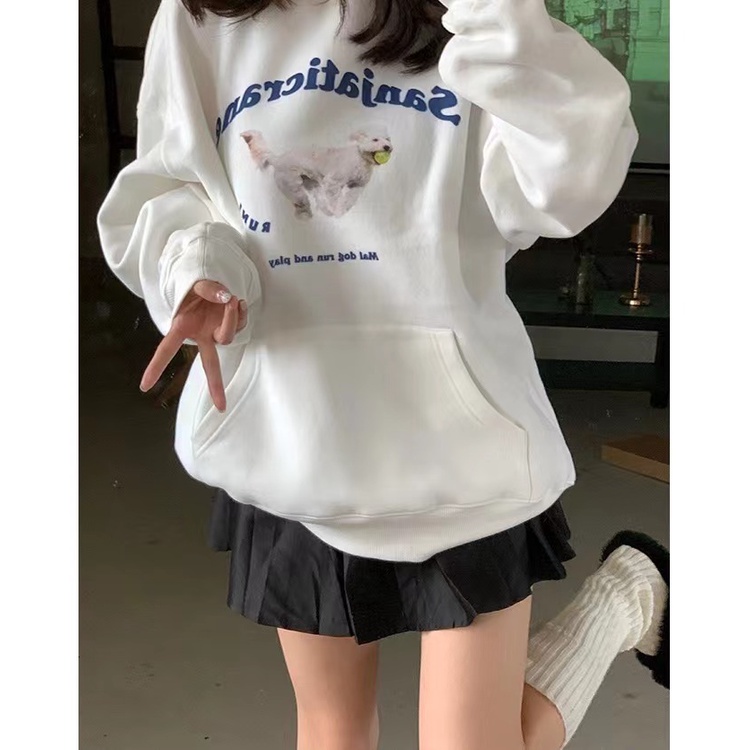 NRVP Áo Hoodie Tay Dài Oversize In Họa Tiết Phong Cách Hàn Quốc Kiểu Mới Cho Nam / Nữ