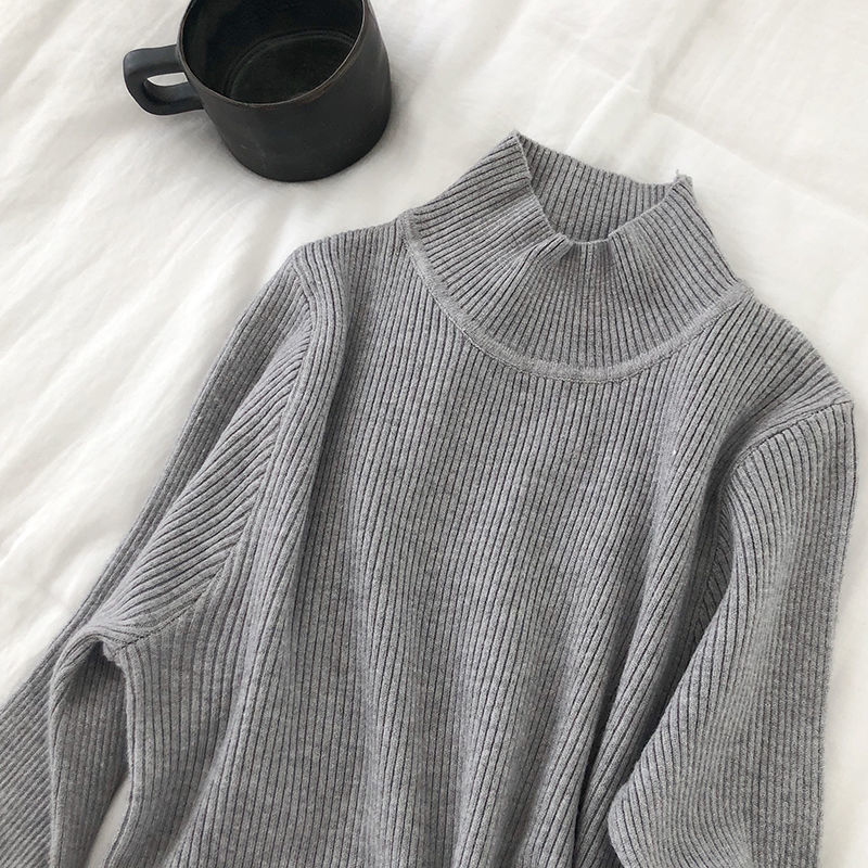 Áo sweater cổ cao co giãn thoải mái dễ phối quần áo