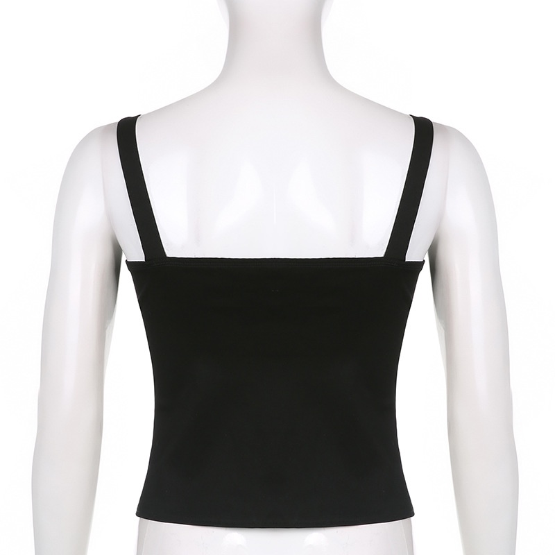 Áo Tank Top Hở Lưng Cột Dây Đính Đinh Tán Phong Cách Đường Phố Gợi Cảm Cho Nữ