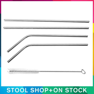 Ready StockSet 4 ống hút thẳng bằng Inox + cọ làm sạch chất lượng cao