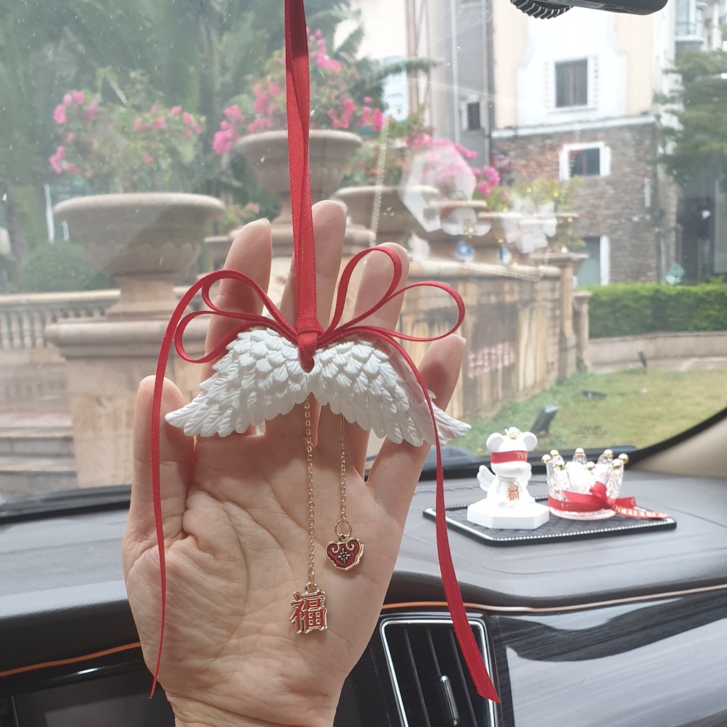 Khánh treo trang trí gương hậu ô tô cánh thiên thần phiên bản đặc biệt chào mừng năm mới tài phúc đầy nhà
