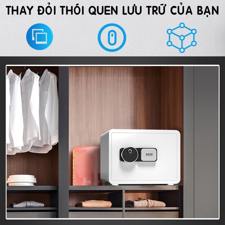 Két Sắt Mini Cao Cấp Khóa Vân Tay Khóa Số SAFE, Cảnh Báo An Toàn Chống Cháy Nổ, Dùng Cho Gia Đình, Khách Sạn, Nhà Hàng
