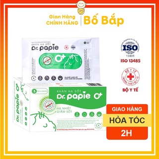 Khăn Lau Hạ Sốt Dr Papie 100% CHÍNH HÃNG Cho Bé Hạ Nhiệt Giảm Sốt Ngăn