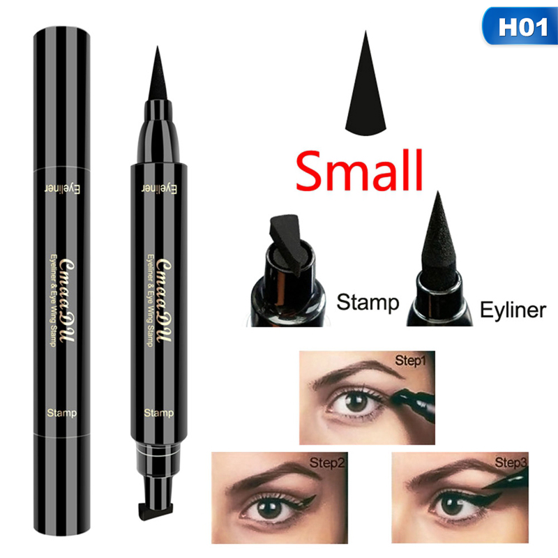 2 in 1 Eye Liner Eyes Makeup Double Head Black Quick Dry Stamps Eyeliner Waterproof pencil Long-lasting Liquid