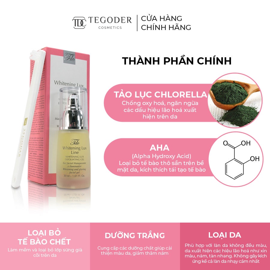 Tinh chất loại bỏ tế bào chết chống oxy hóa Tegoder Whitening Lux exfolianting set 30 ml mã 7481