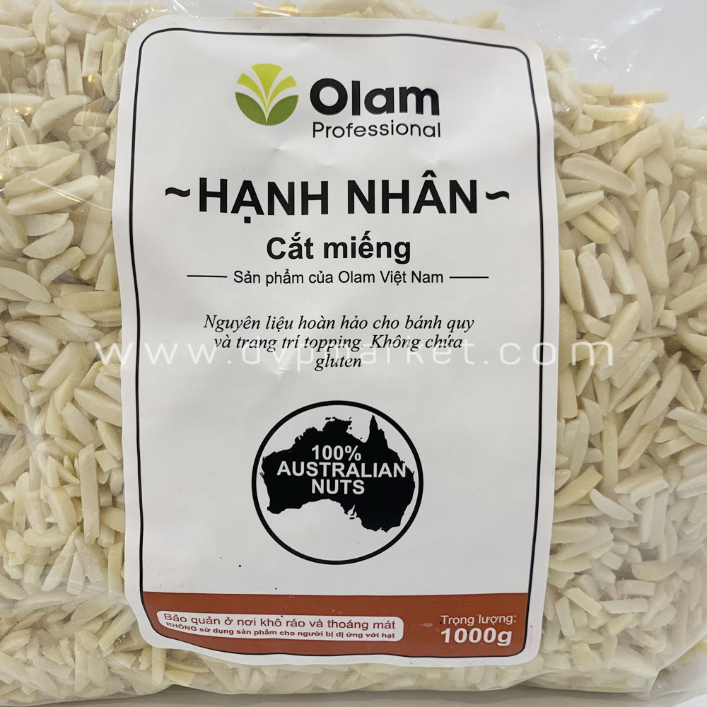 Hạnh nhân cắt miếng Olam 1kg - Không chất bảo quản, Nhập khẩu từ Úc