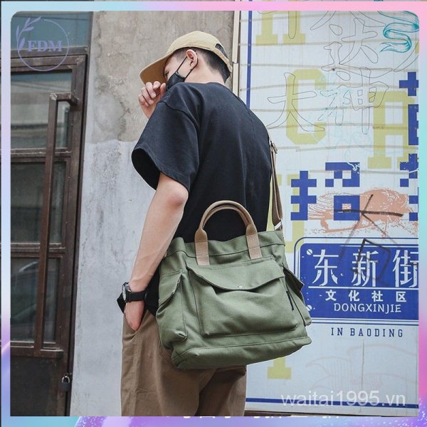 Túi Đeo Vai Vải canvas Kiểu Nhật Bản Cá Tính Cho Nam