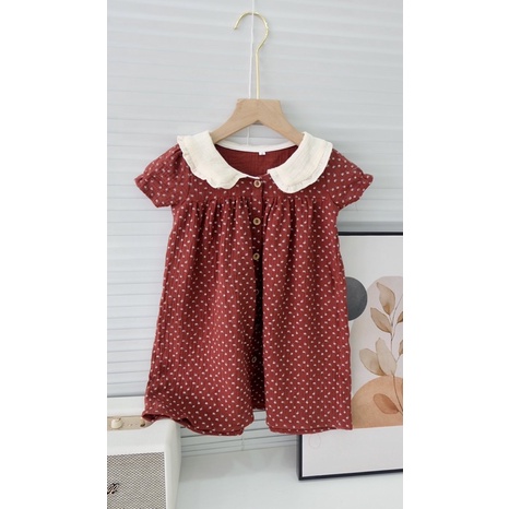 Đầm hoa đỏ chất liệu xô musilin cho bé gái 8-24kg