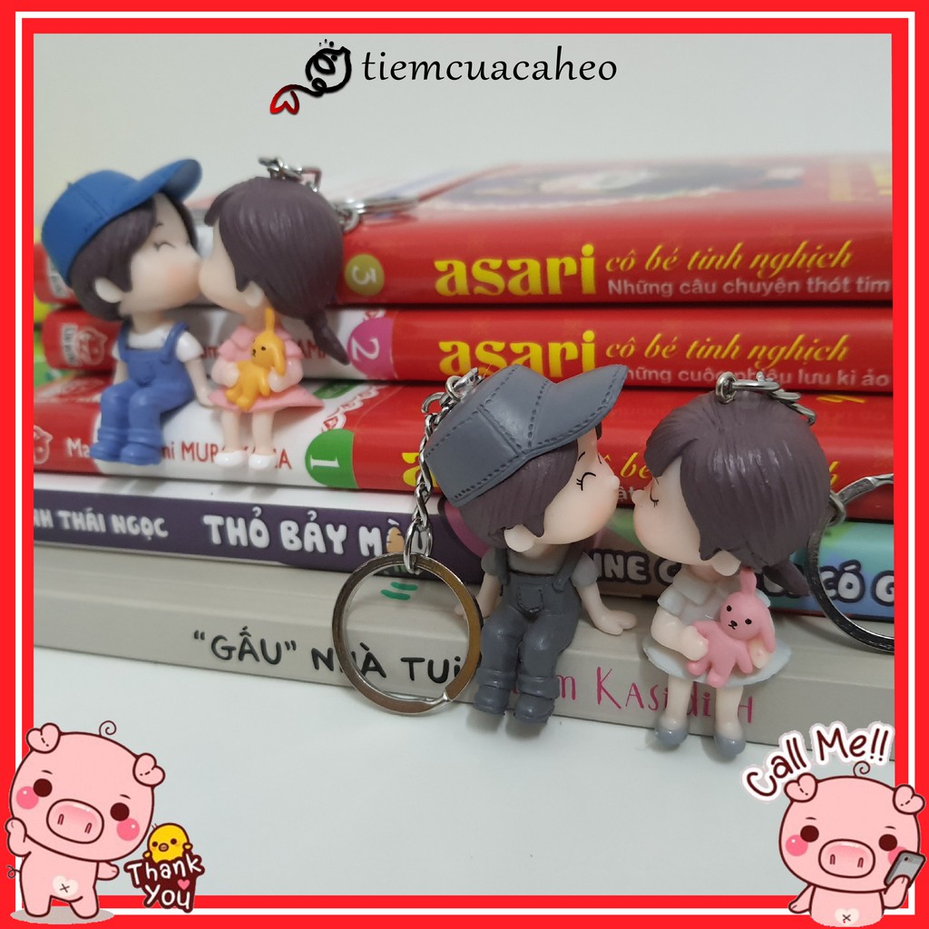 (Sẵn Hàng tại SG, ship hỏa tốc 2h) Móc khóa Cặp Đôi Hôn Nhau, keychain cartoon couple cute hot trend Tiệm Của Cá Heo