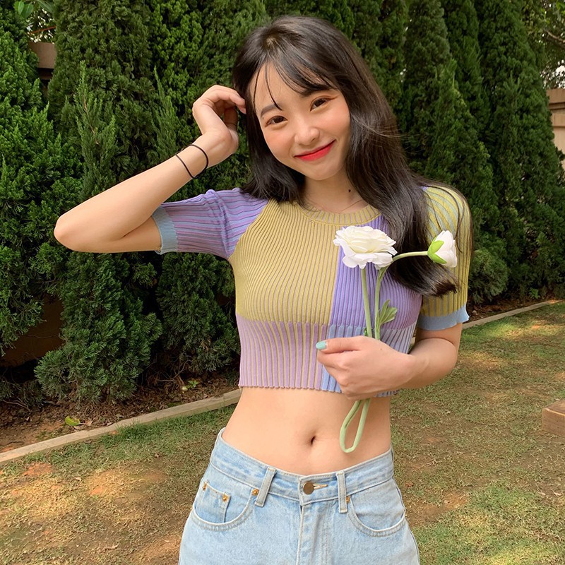 Áo Thun Tay Ngắn Màu Trơn Cho Nữ