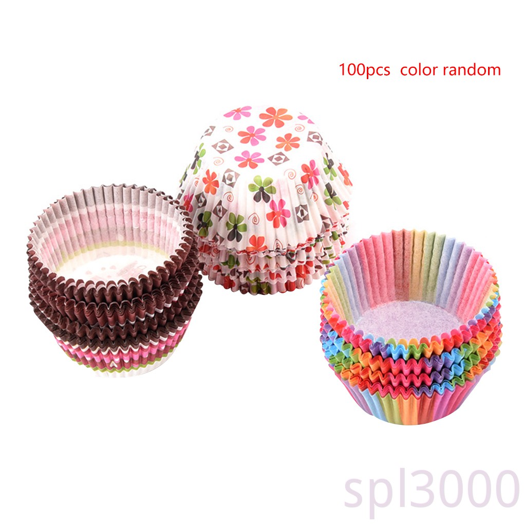 Set 100 Cốc Giấy Làm Bánh Cupcake Chống Dính Dầu Tiện Dụng