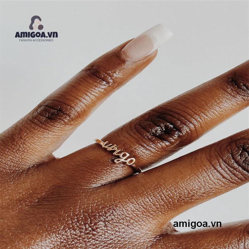 ✨✨Nhẫn Đeo Tay Kim Loại Khắc Chữ Thời Trang Cho Nữ