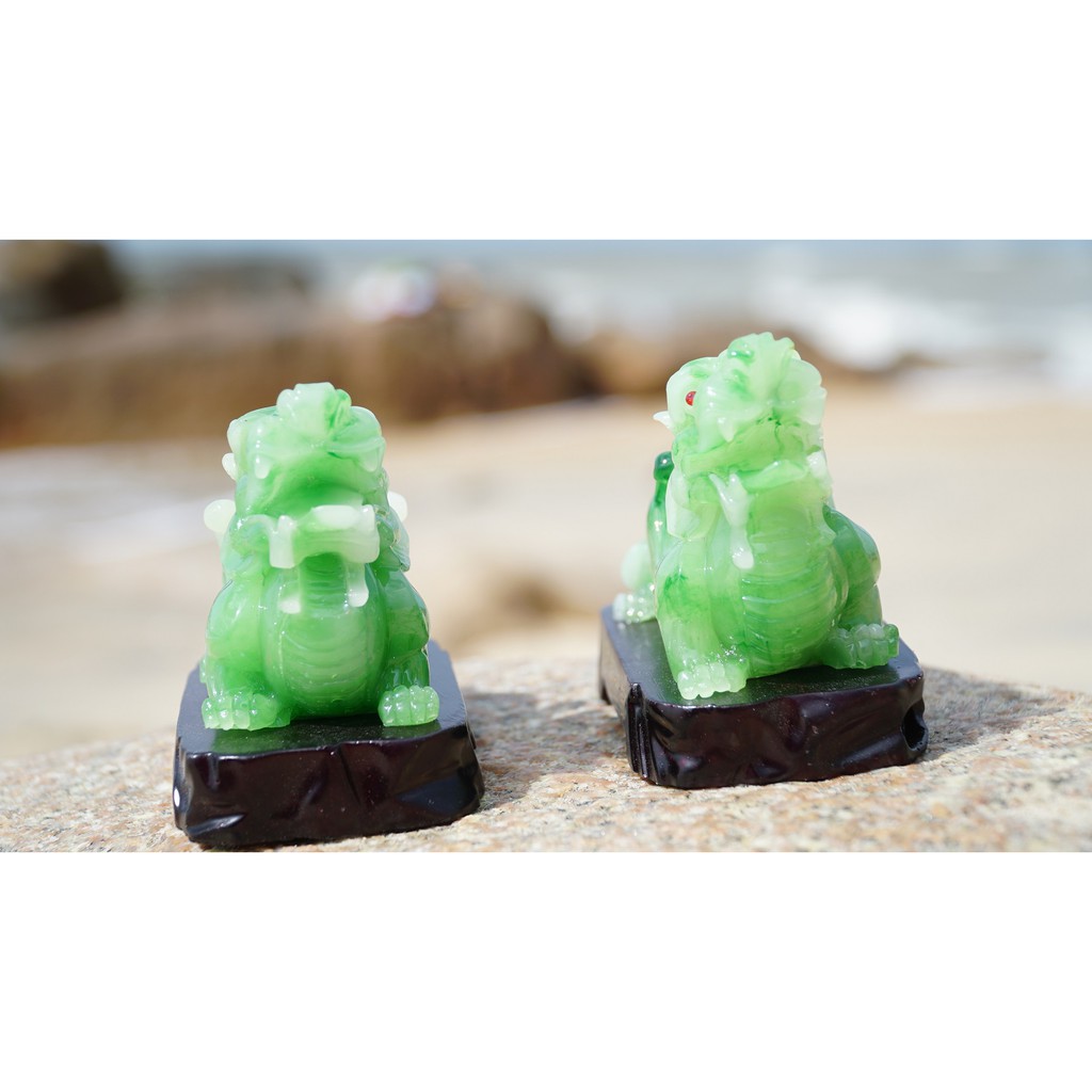Cặp tượng Tỳ Hưu xanh ngọc phong thủy tài lộc - Cao 10cm | BigBuy360 - bigbuy360.vn