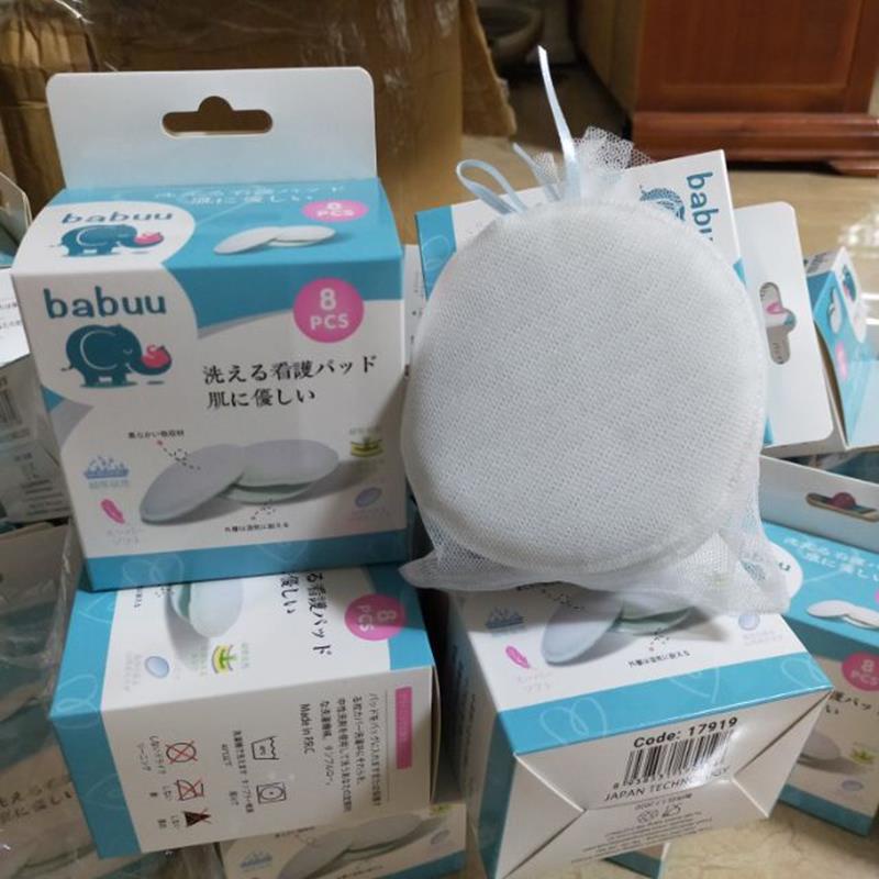 ( Rẻ ) Miếng lót thấm sữa dùng nhiều lần bằng vải Babuu Baby - Hộp 8 miếng