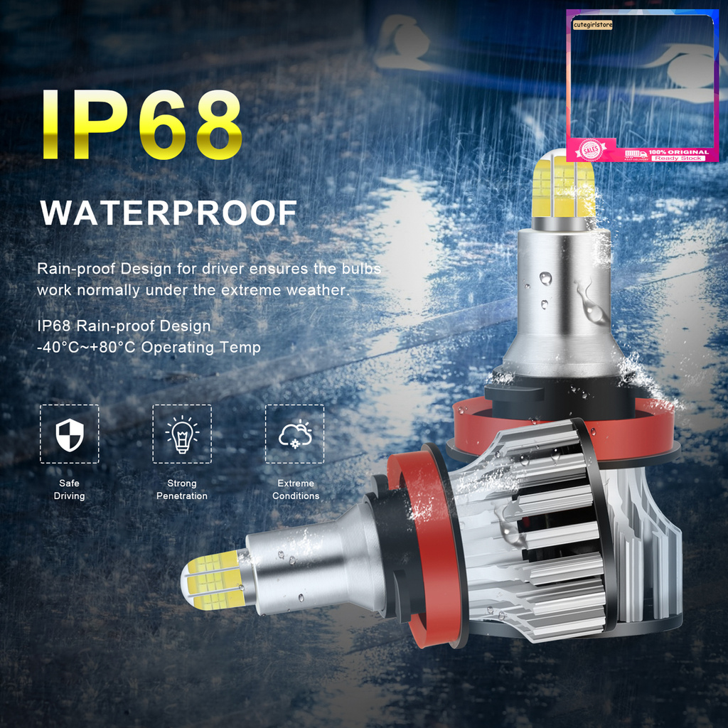 Set 2 đèn pha sương mù led 24 bóng H1 H7 H11 360 độ bằng hợp kim nhôm dành cho xe hơi