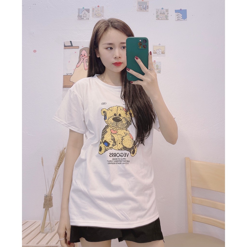 Áo Phông Nữ, Áo Thun Nữ Tay Ngắn Hình Gấu Cute Free Size Hàng QC Full Túi | BigBuy360 - bigbuy360.vn