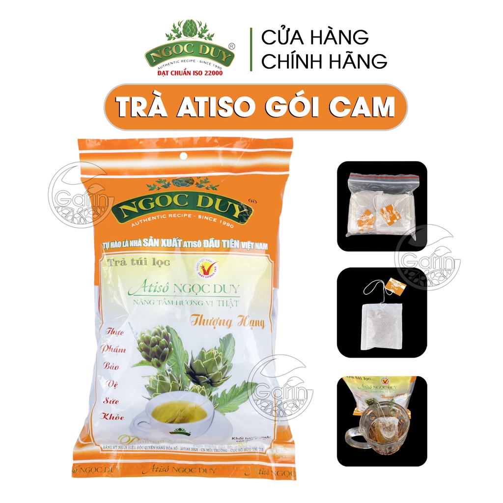 Trà atiso túi lọc Đà Lạt thượng hạng Ngọc Duy Garin gói cam 100 túi lọc giải độc gan