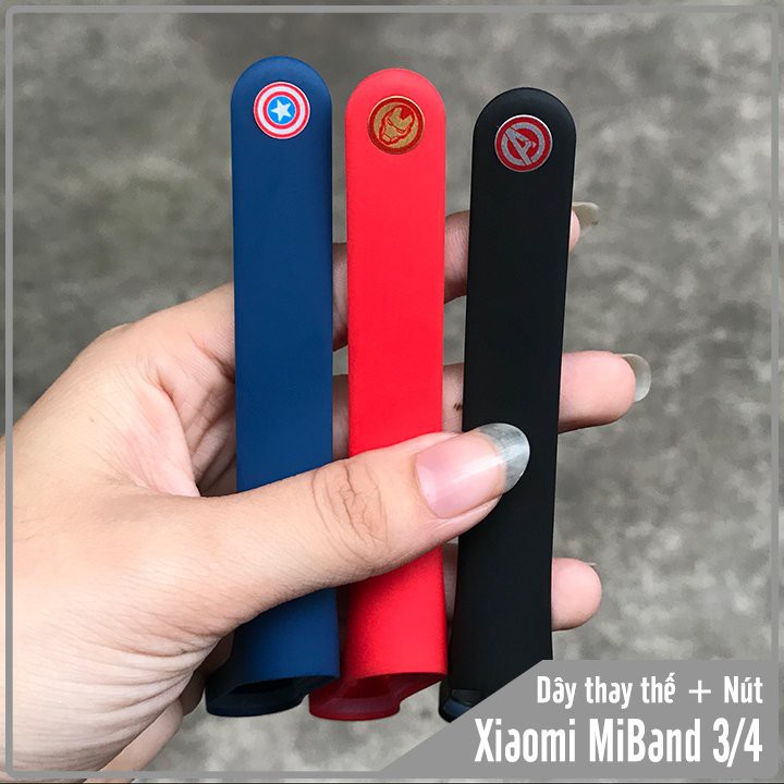 Vòng thay thế Xiaomi Miband 3 / 4 Vòng trơn + Nút hình Siêu anh hùng