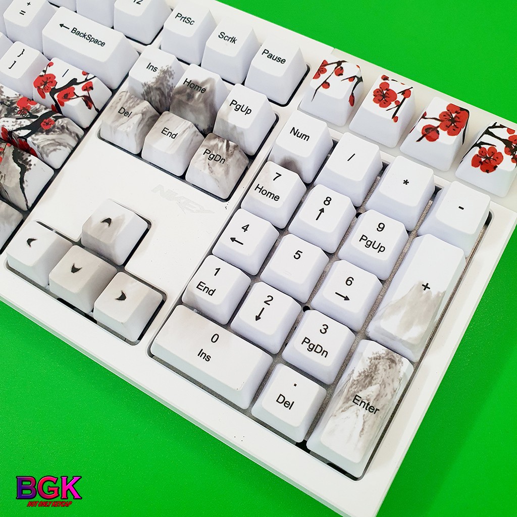 Keycap 108 Phím PBT Dye Sub Mùa Xuân Đào Nở Springs ( Thick PBT, OEM Profile, Ansi Layout)