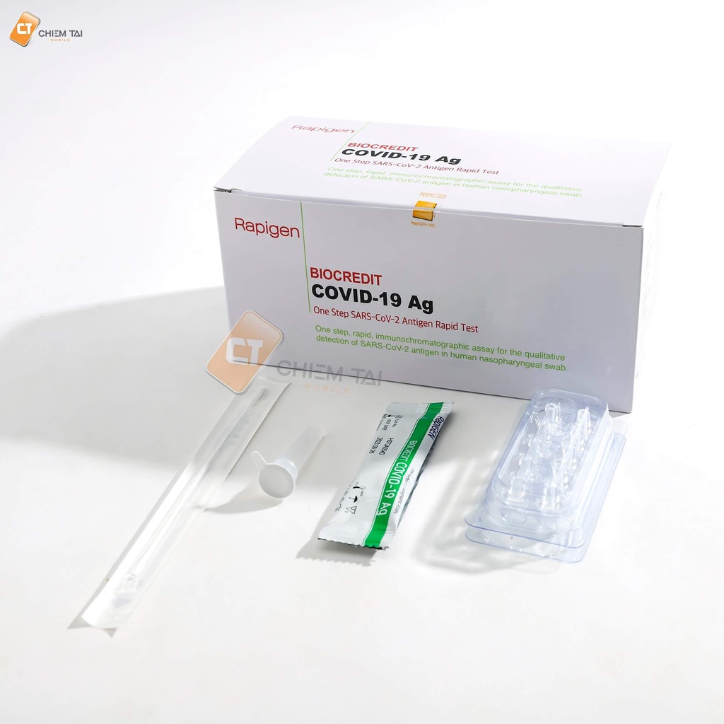 Que Kit Test Nhanh Covid -19 BioCredit Covid-19 Ag Rapied Nhập Khẩu Hàn Quốc