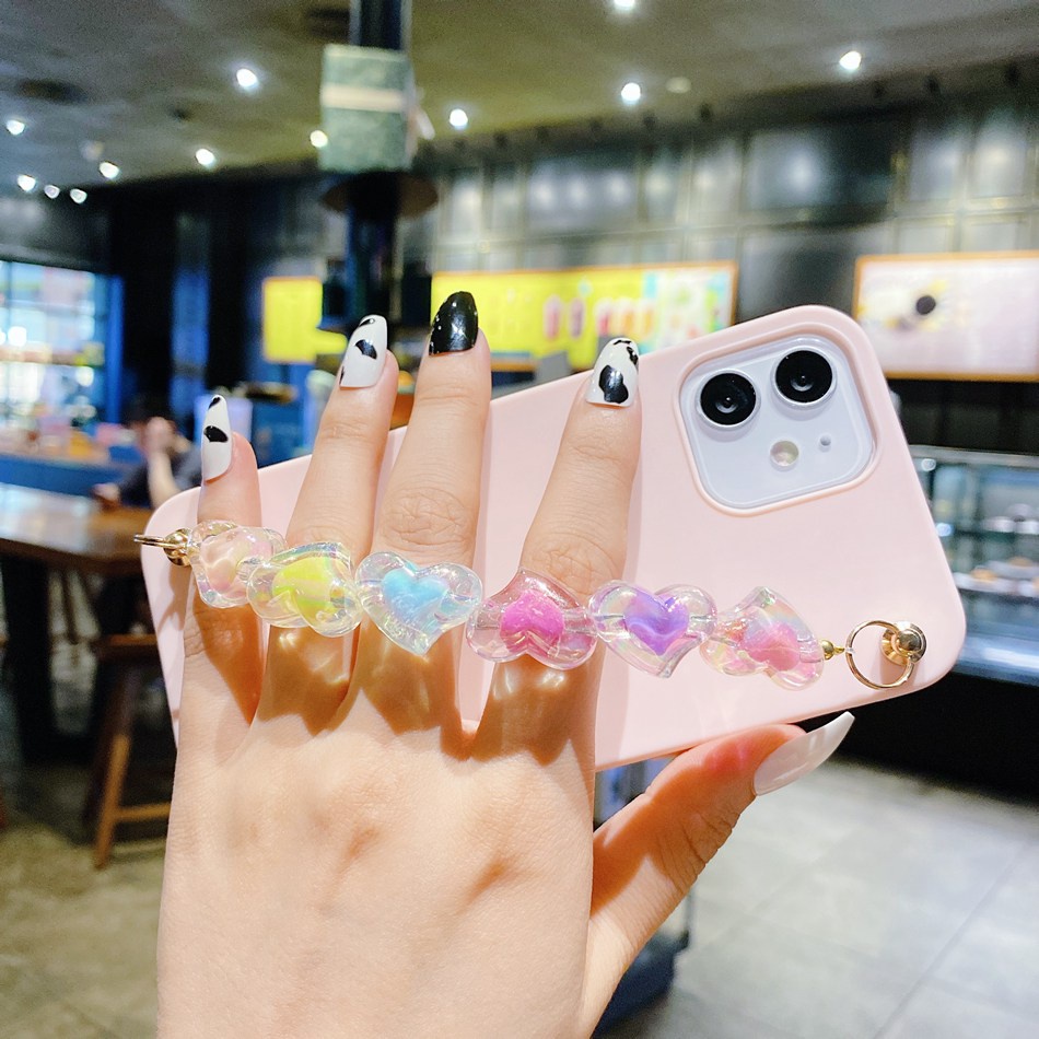 Ốp Điện Thoại TPU Dẻo Màu Cầu Vồng Kèm Vòng Tay & Dây Đeo Thời Trang Cho iPhone 13 12 11 PRO MAX 12mini