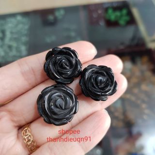 Mặt Dây Chuyền Hoa mẫu đơn màu đen kèm dây đeo cổ