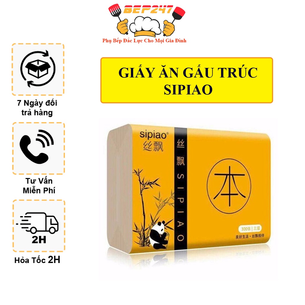 Giấy Ăn Gấu Trúc Sipiao Hàng Nội Địa Trung Siêu Dai, Không Chất Tẩy Trắng, An Toàn - Lẻ 1 Gói