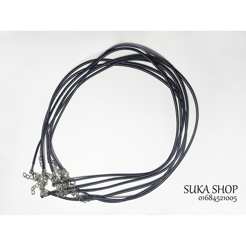 Bịch 5 sợi dây chuyền dây da đen