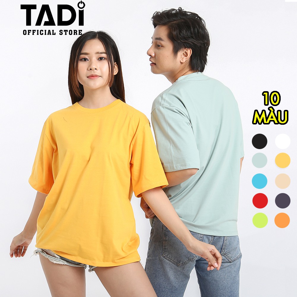 Áo Thun Trơn TADI Unisex Tay Lỡ Form Rộng Cổ Tròn Cho Nam Nữ - T1