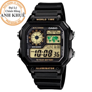 Đồng hồ nam dây nhựa Casio chính hãng Anh Khuê AE-1200WH-1BVDF