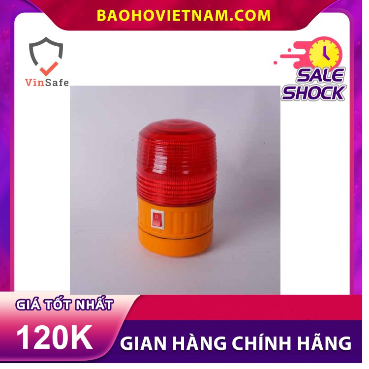 Đèn cảnh báo chạy bằng 4 pin có đế nam châm