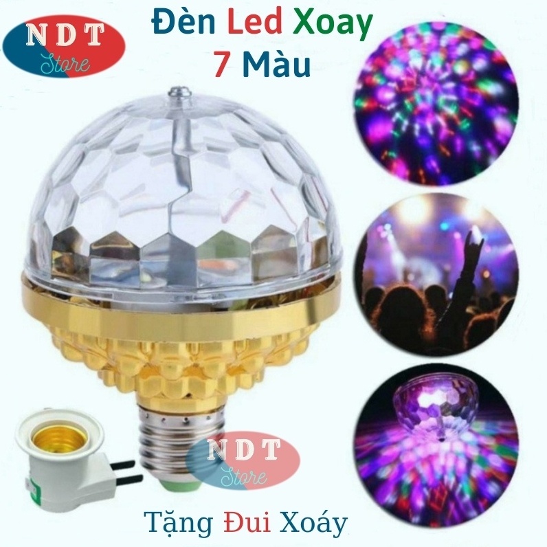 Đèn Led Xoay 7 Màu Đèn Led Quán Bar Tự Xoay  Nhiều Hiệu Ứng Tia Chớp Nhấp Nháy Theo Tiếng Nhạc Đổi Màu An Toàn