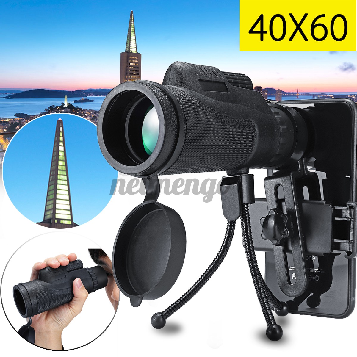 NMG 40X60 Zoom Mini HD Telescope Optical Lens Phone Camera Monocular + Clip + Tripod