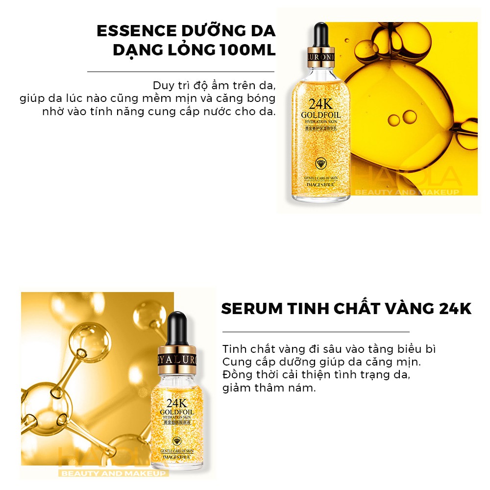 Bộ dưỡng da cao cấp tinh chất vàng 24K phục hồi trẻ hóa làn da giúp da trắng hồng sáng mịn chắc khỏe Hatola