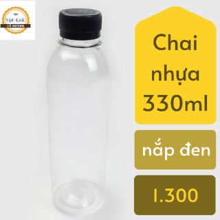Chai nhựa tròn nắp đen 330ml