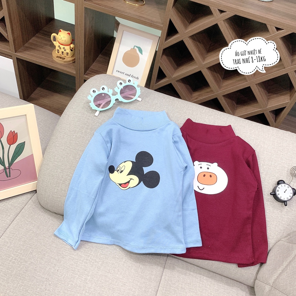 Combo bán sỉ 5 áo giữ nhiệt cổ 3 phân cho bé trai 8-18kg