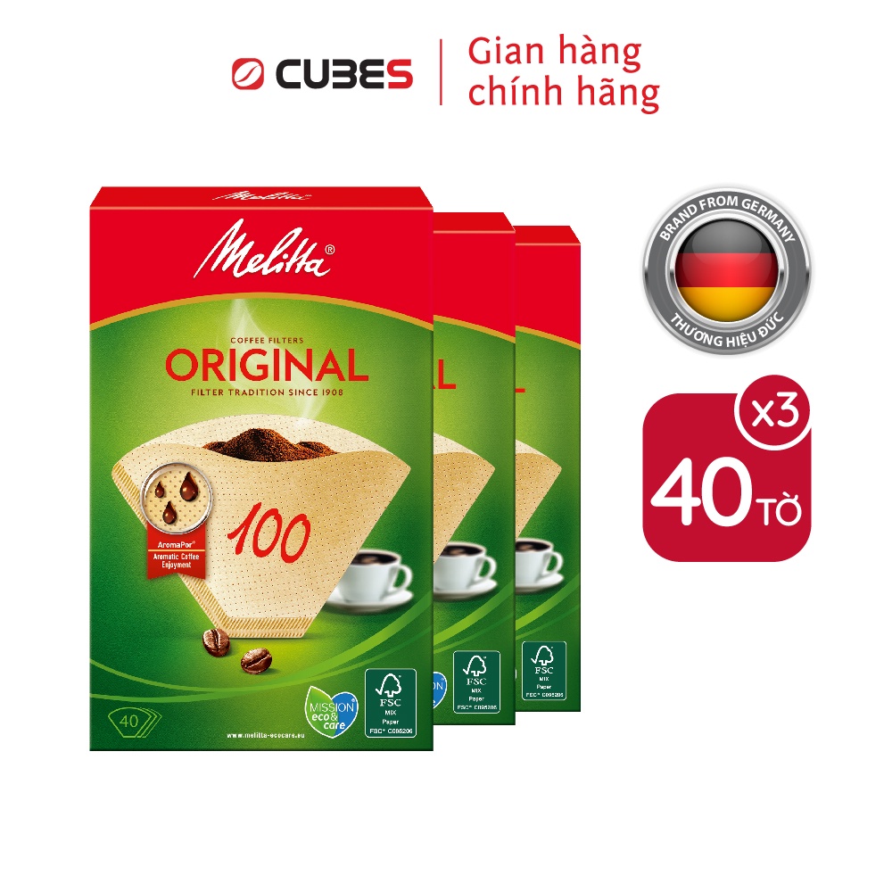 Combo 3 Hộp Giấy Lọc Cà Phê Melitta 100-Nhập khẩu 100% từ thương hiệu Melitta, Đức