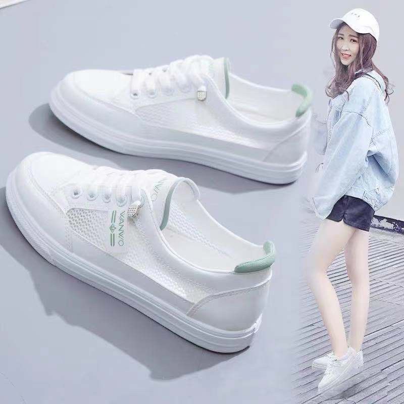 Giày Thể Thao Đế Bằng Phối Lưới Thoáng Khí Thời Trang Mùa Hè 2022 Mới Cho Nữ