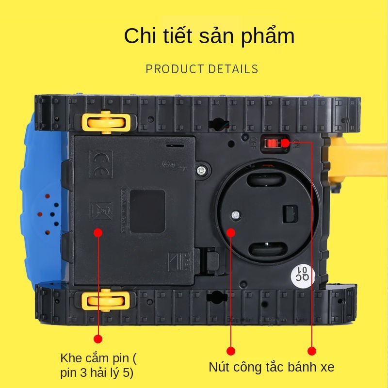 Máy xúc điện trẻ em đồ chơi cậu bé flash nhạc ô tô mô phỏng hình xe kỹ thuật lớn