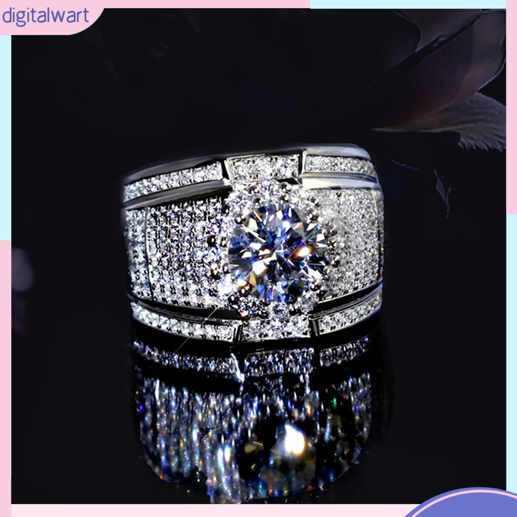Nhẫn mạ bạc đính đá kim cương thời trang cho nam