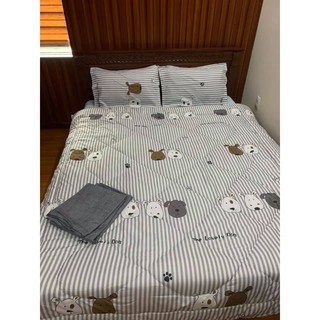 <Siêu hot> Bộ drap cotton họa tiết 3 chú chó hoạt hình phù hợp cho trẻ nhỏ