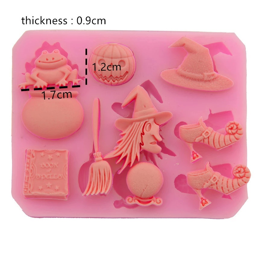 Khuôn Silicone Làm Bánh Hình Quả Bí Ngô / Giày Phù Thủy / Cây Chổi Halloween Độc Đáo