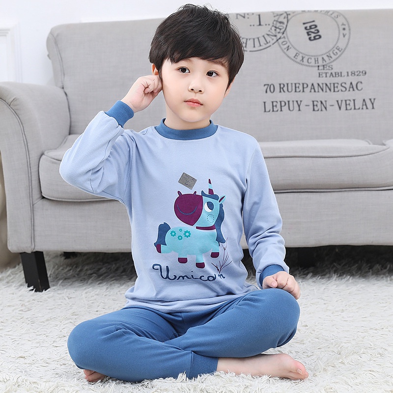 YAOEENH Bộ Đồ Ngủ Cotton Tay Dài 120-160cm Thời Trang Mùa Thu Cho Bé