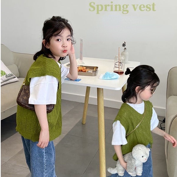 Áo Len Không Tay Giả Nhiều Lớp Thời Trang Cá Tính Cho Bé Gái