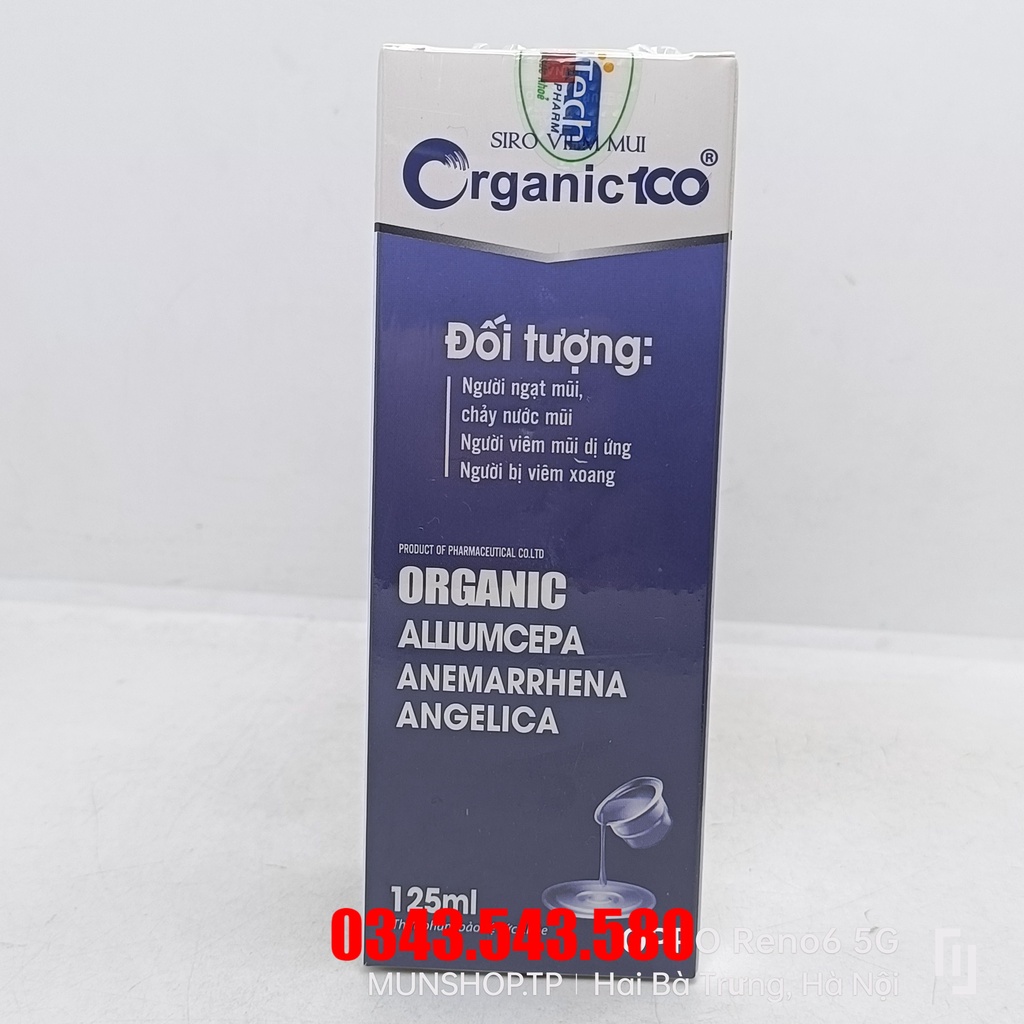SIRO VIÊM MŨI ORGANIC 100 chai 125ml