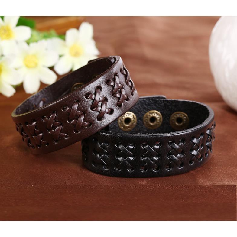 Vòng Đeo Tay Nam Nữ, Handmade, Retro – Vintage, Âu Mỹ, Mạnh mẽ, Cá Tính, Mẫu Bản 2.5cm