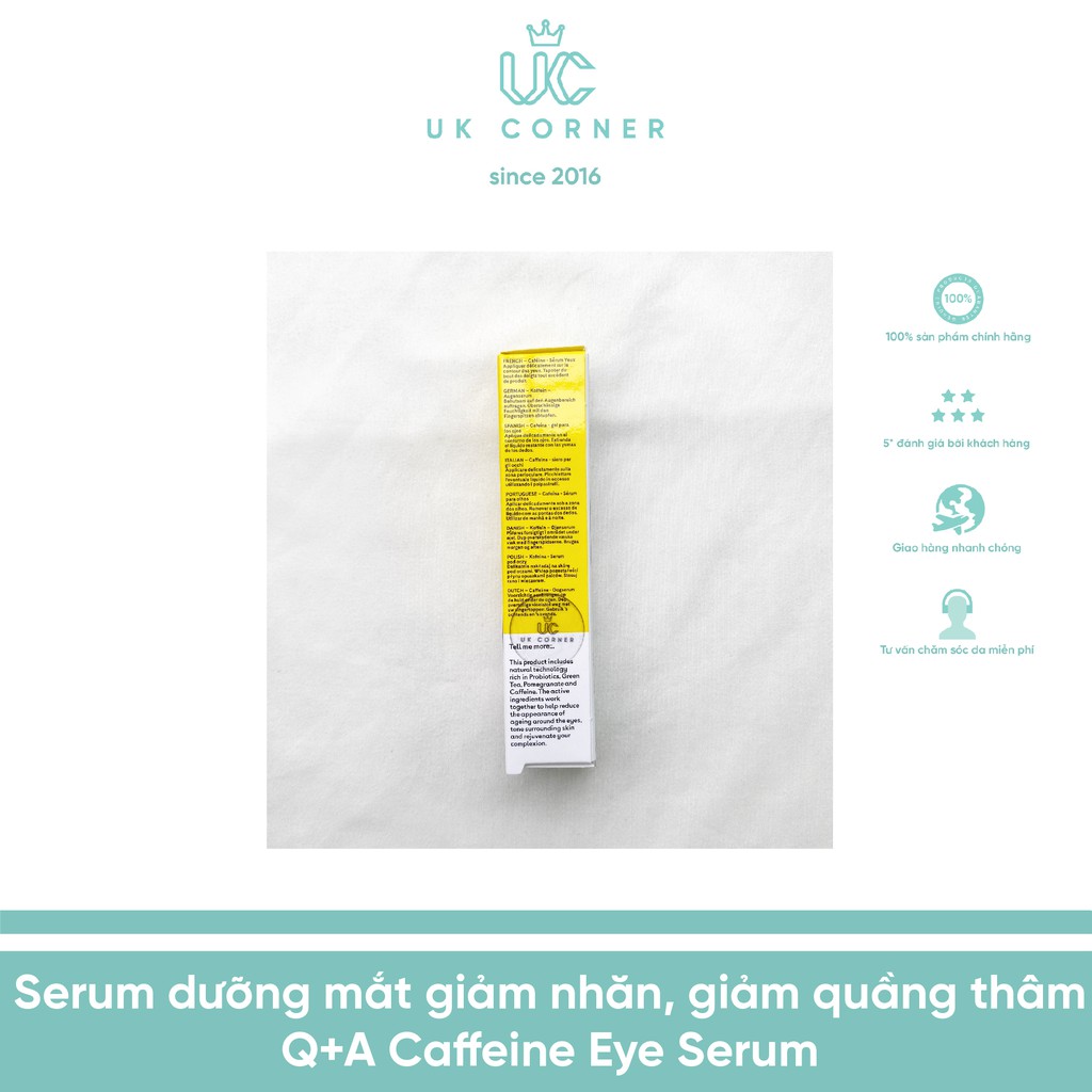 Serum dưỡng mắt giảm nhăn, giảm quầng thâm Q+A Caffeine Eye Serum